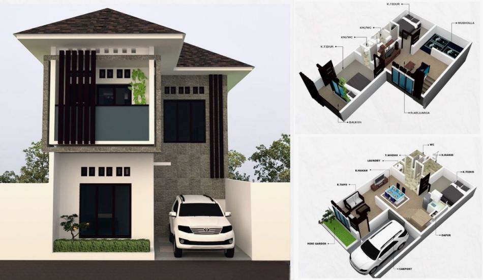 Denah Rumah 6X10 Leter L