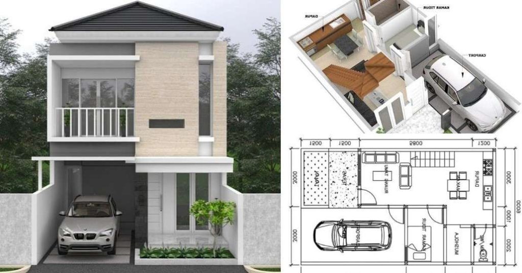 desain rumah minimalis 2 lantai 6x10 dengan tampak