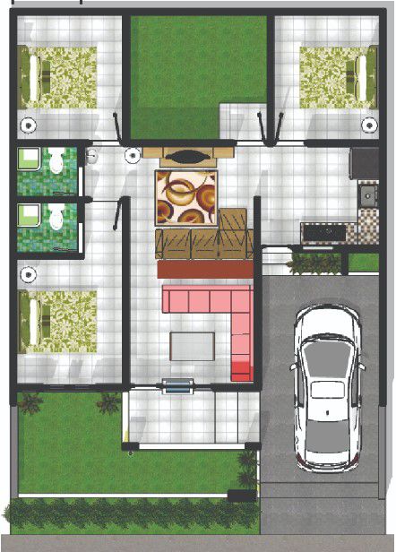 Denah Rumah 7x8 3 Kamar Tidur baru contoh denah ruangan