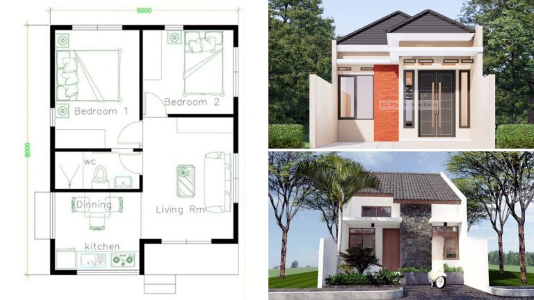 denah desain rumah 6x8 kamar 2