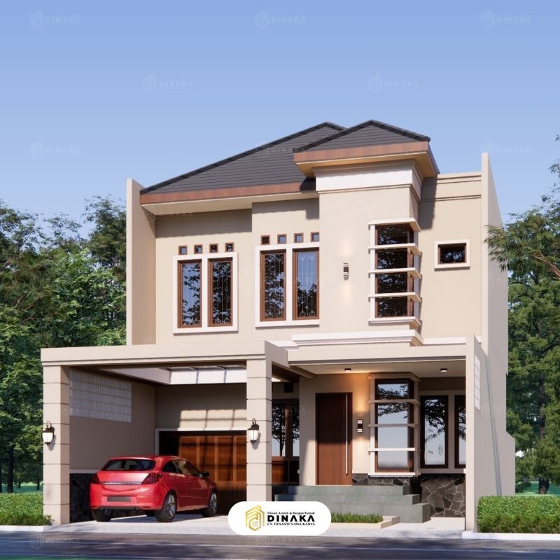 Model Rumah 2 Lantai Nuansa Tropis