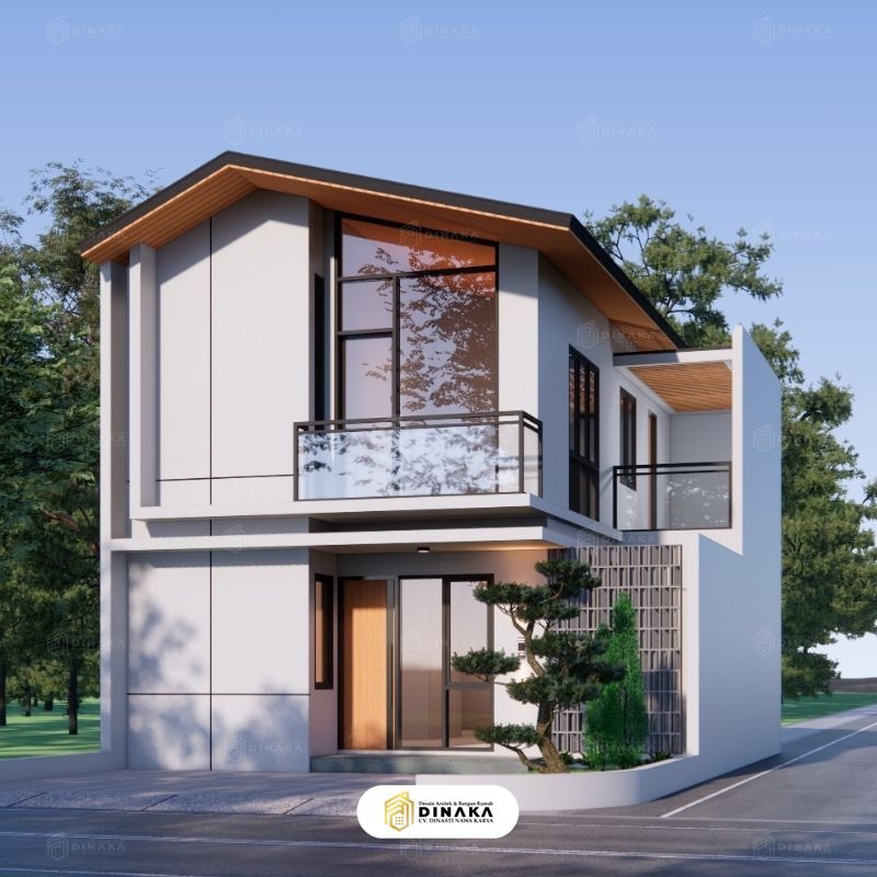 Desain Rumah Tingkat Minimalis Tanpa Pagar