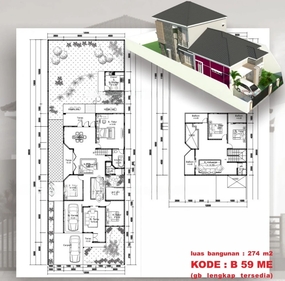 denah rumah 2 rupa