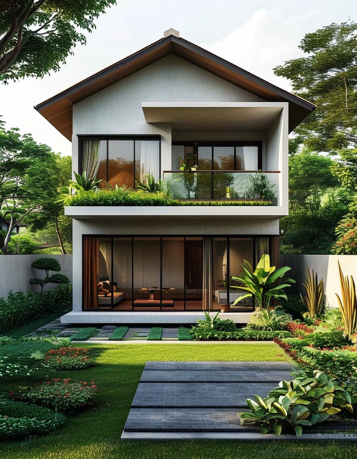 Desain Rumah Modern Tropis Ukuran 6×12