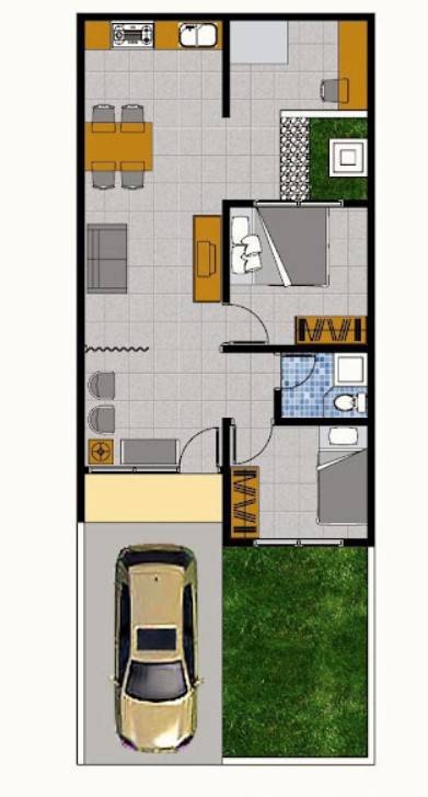 Desain Rumah Mini 1 Kamar Tipe 36