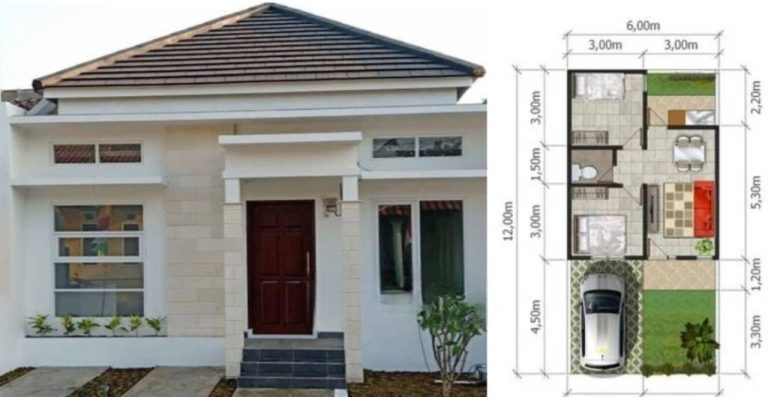 Desain Rumah 6x12 Memanjang Lengkap dengan Tampak