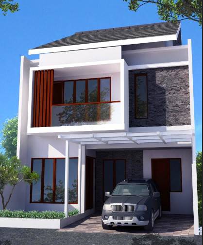 Tampak depan rumah minimalis 2 lantai 6x12