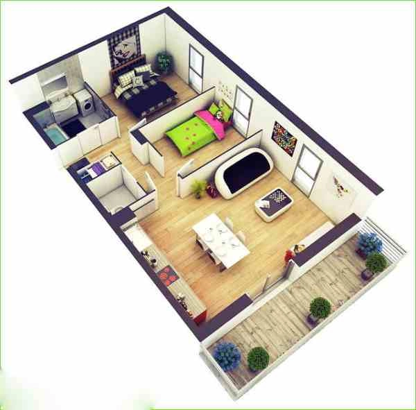 Denah Rumah 6x8 3 Kamar 2 Lantai