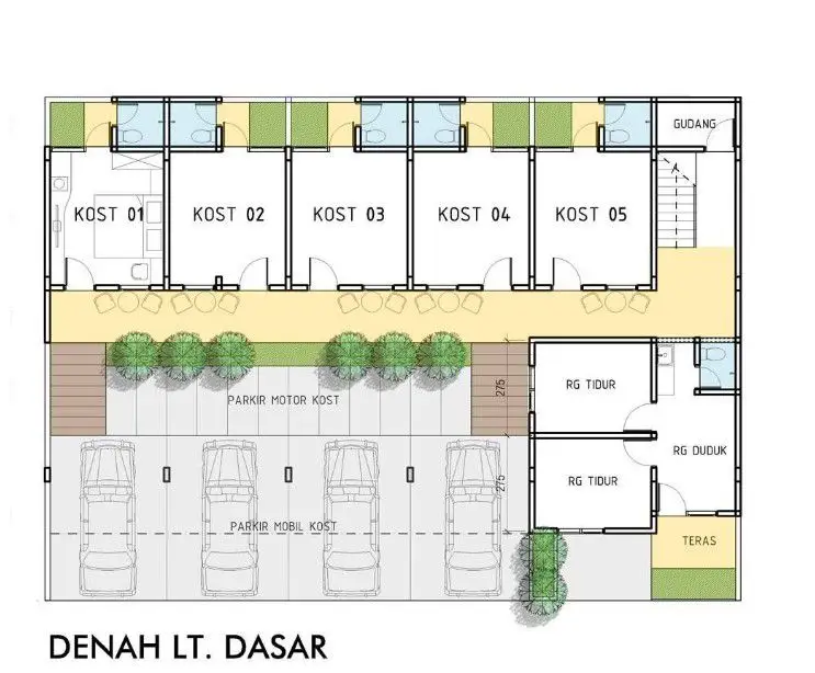 Komplek Denah Rumah Kost Ukuran 4x5 Lantai 1
