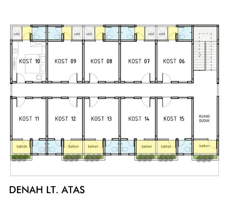 Komplek Denah Rumah Kost Ukuran 4x5 Lantai Dua