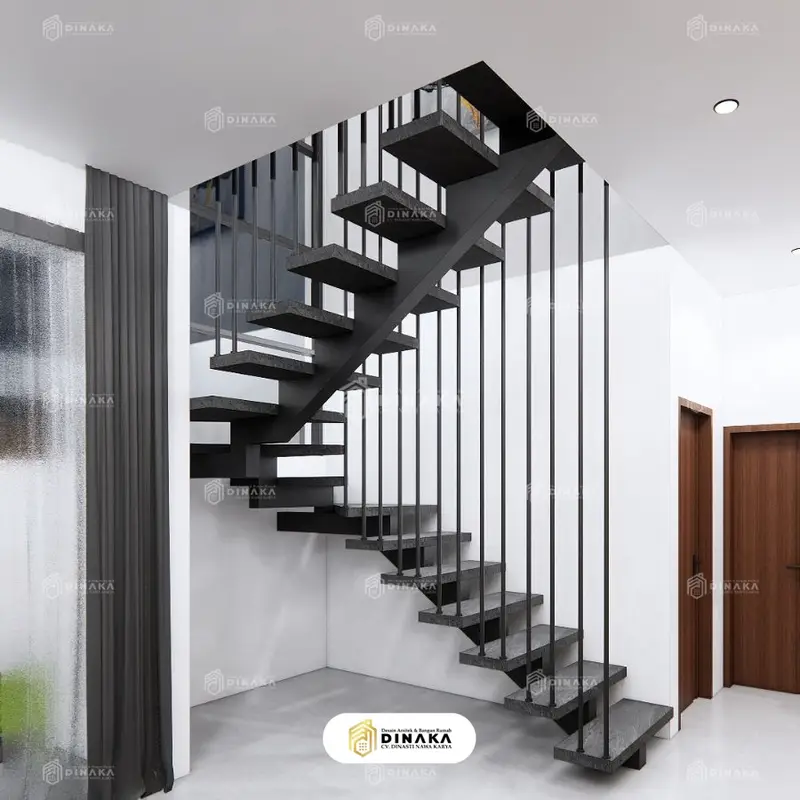 Tangga Kombinasi Kayu dan Metal