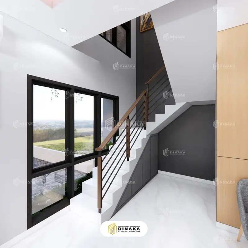 Tangga minimalis mewah Zig-zag