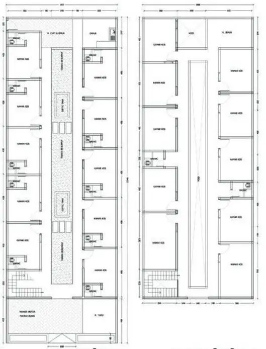 desain rumah kost 2 lantai 20 kamar