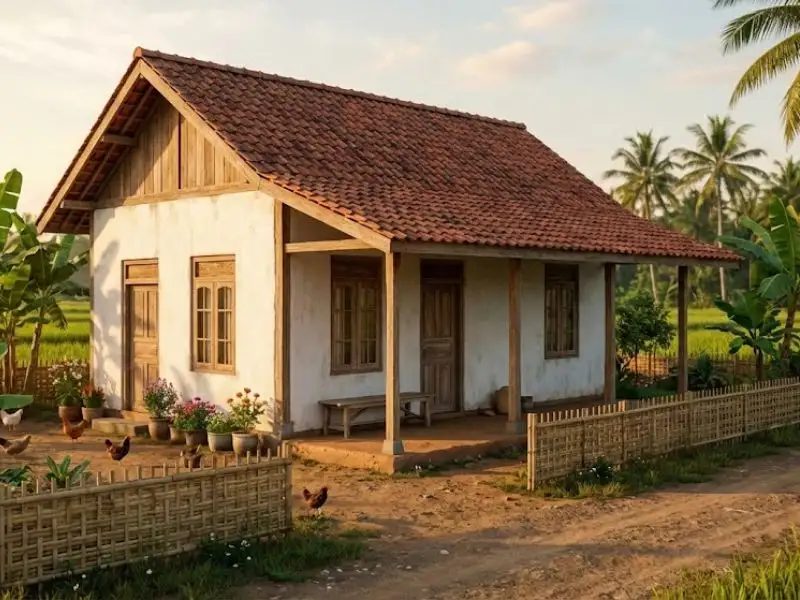 Rumah Sederhana 6×9 dengan Atap Genteng dan Teras Kampung