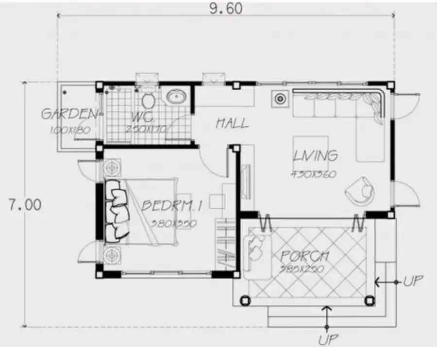 Model Rumah Ukuran 7x9 Meter 1 Kamar Tidur