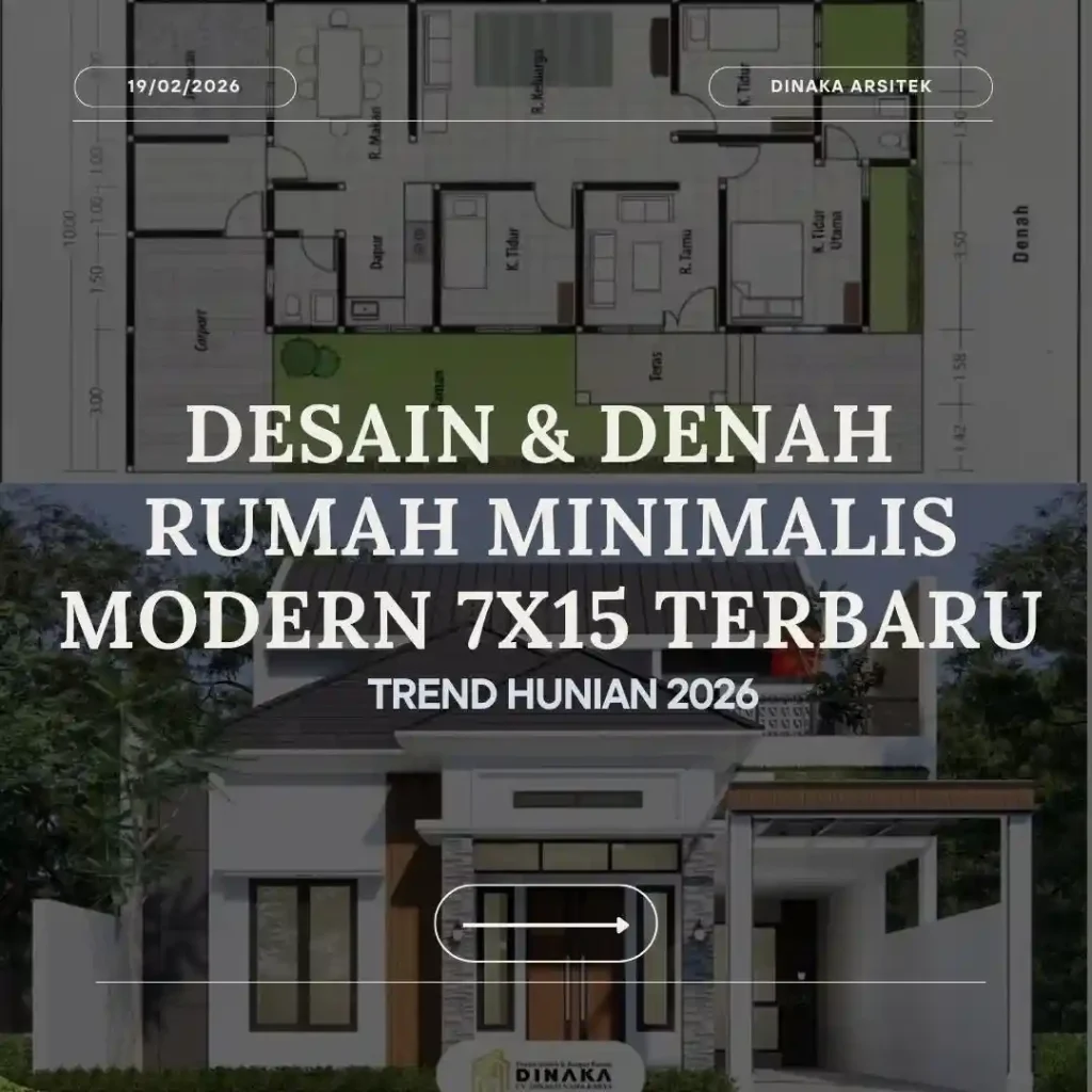 Desain dan Denah Rumah Minimalis Modern 7x15 Terbaru