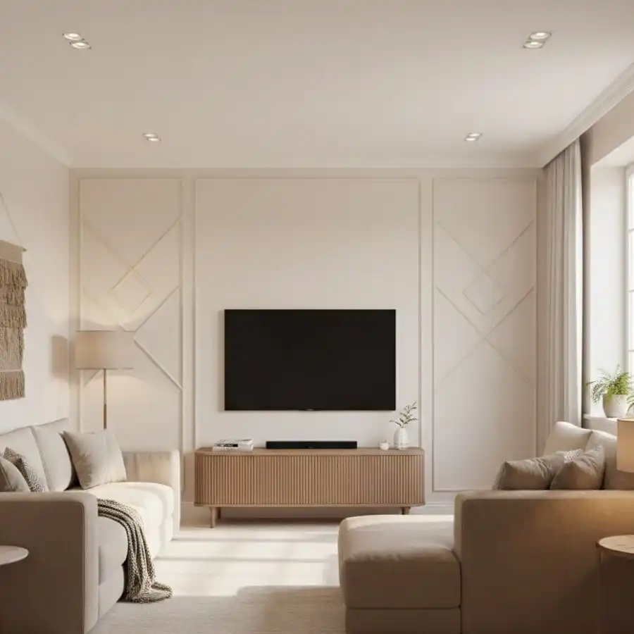 cat ruang tamu rumah minimalis Warna Krem