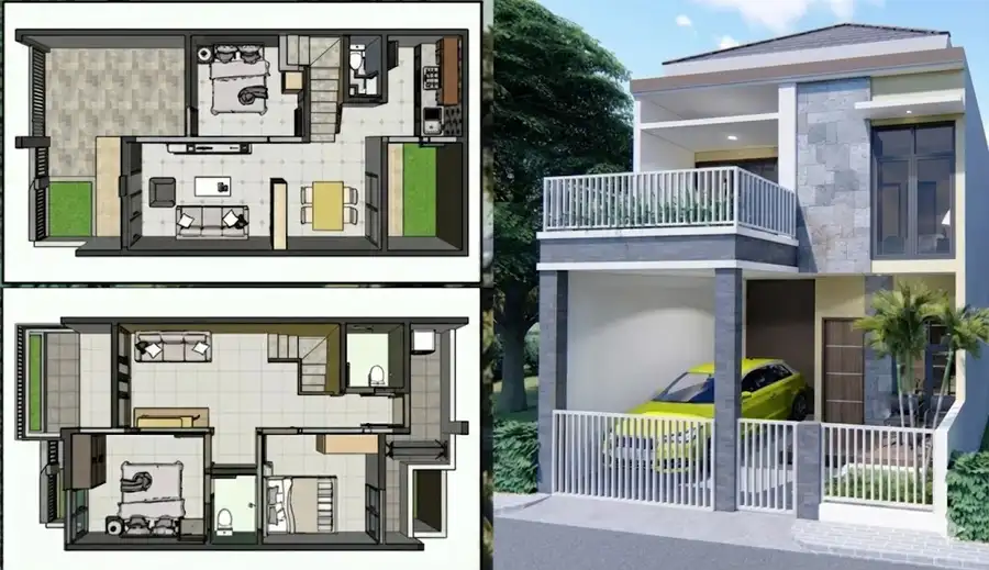 desain rumah minimalis modern 2 lantai 3 kamar tidur