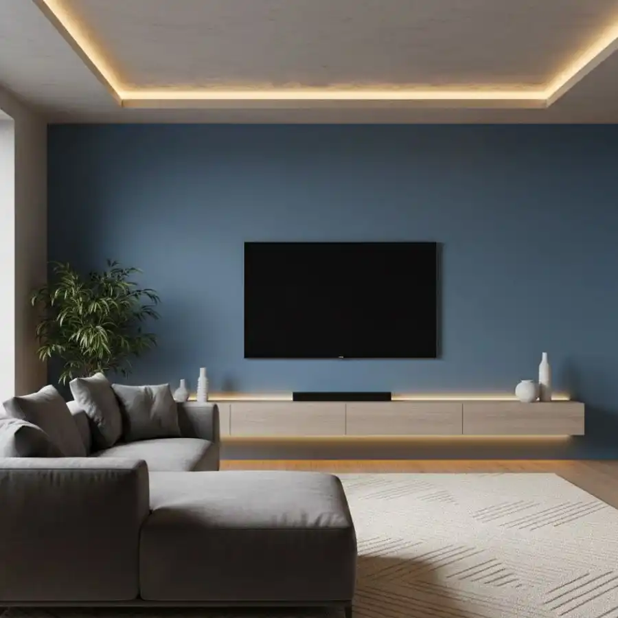 pemilihan warna cat ruang tamu Warna Biru