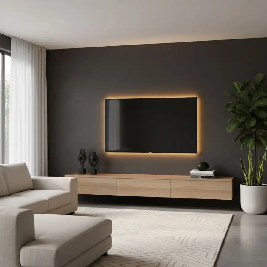 warna cat ruang tv minimalis Warna Abu-Abu Gelap