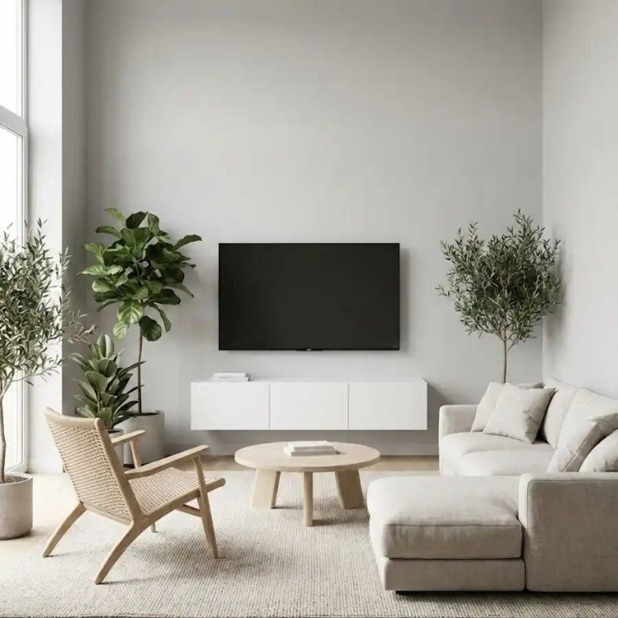 warna cat ruang tv minimalis Warna Abu-Abu Muda