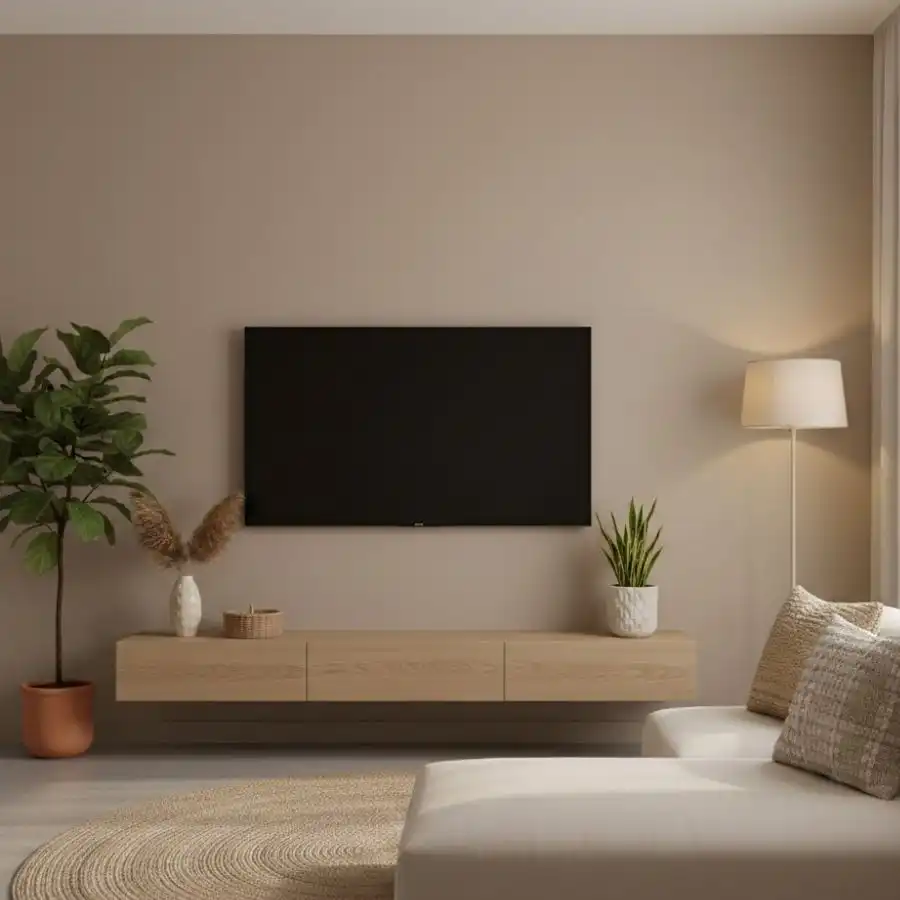 warna cat ruang tv minimalis Warna Beige